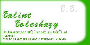 balint bolcshazy business card